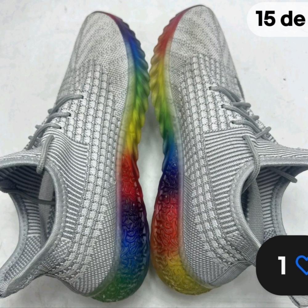 Wanted sneakers women's size 7 1/2  gray knit  rainbow pride pre-owned